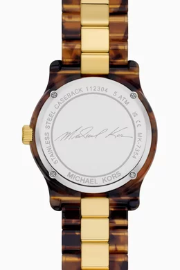 Buy Michael Kors Brown Runway Quartz Tortoiseshell Acetate Stainless Steel Watch 28mm For Women Online Ounass Saudi