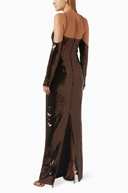 princess polly baby blue dress Glitter maxi dress Magda Butrym Brown size 36 FR in Glitter main image 1