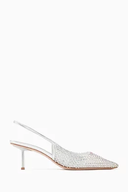 Buy Le Silla Silver Gilda 60 Slingback Pumps in Satin Mesh For Women Online Ounass Saudi