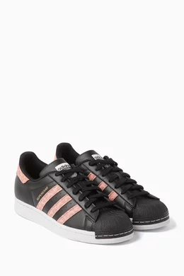 Buy adidas Black Superstar Sneakers in Faux Leather For Girls Online Ounass Saudi