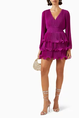 Buy Milly Pink Ryan Pleated Mini Dress in Chiffon For Women Online | Ounass  Saudi