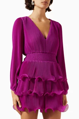 Buy Milly Pink Ryan Pleated Mini Dress in Chiffon For Women Online | Ounass  Saudi