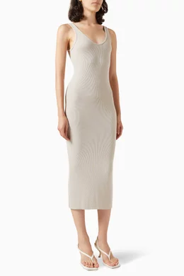Buy Enza Costa Grey Rib Tank Midi Dress in Silk-blend Knit For Women Online  | Ounass Saudi