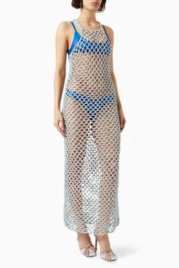 beaded fishnet dress FISHNET DRESS ECRU – RAFA store main image 1