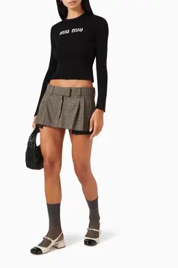 Buy Miu Miu Multicolour Prince of Wales Skirt in Virgin Wool