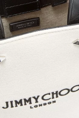 Buy Jimmy Choo White Mini N/S Tote Bag in Canvas For Women