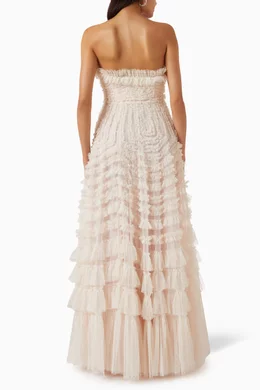 Buy Needle Thread Pink La Vie En Rose Strapless Gown in Tulle For Women Online Ounass Saudi