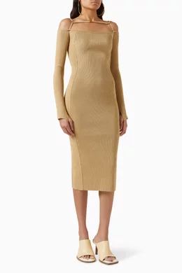 Buy Jacquemus Neutral La Robe Sierra Cut-out Midi Dress in Viscose-blend  For Women Online | Ounass Saudi
