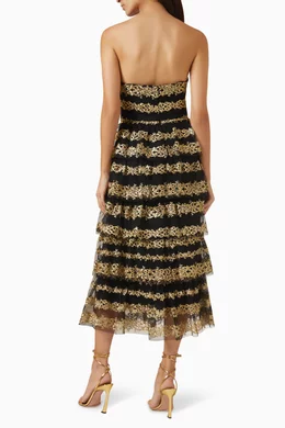 Buy Marchesa Notte Multicolour Metallic Filigree Midi Dress For Women  Online | Ounass Saudi