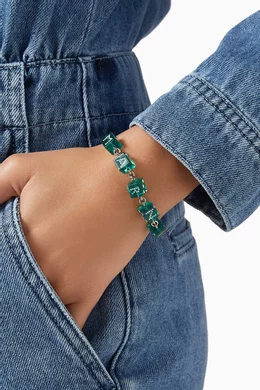 Buy Marni Green Dice Charm Bracelet in Silver Brass For Women