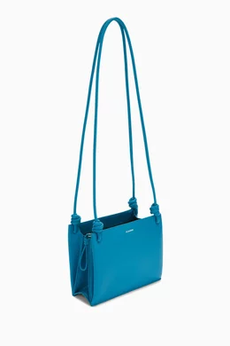 ショルダーバッグ・ポシェット Jil Sander Bow shoulder bag dusty blue J08WD0027P5107421 J08 Buy Jil Sander Blue Giro Small Shoulder Bag in Leather For