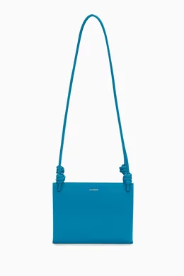 Buy Jil Sander Blue Giro Small Shoulder Bag in Leather For