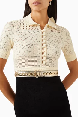 Buy SANDRO Gold Eyelet Belt in Leather For Women Online  display picture 2