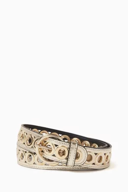 Buy SANDRO Gold Eyelet Belt in Leather For Women Online  display picture 3