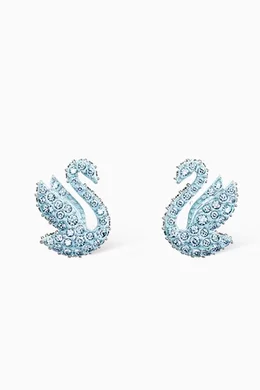 Buy Swarovski Blue Iconic Swan Necklace Earrings Set in Rhodium