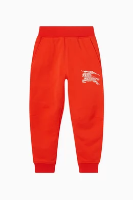Buy Burberry Orange Logo embroidered Sweatpants in Organic Cotton For Kids Online Ounass Saudi