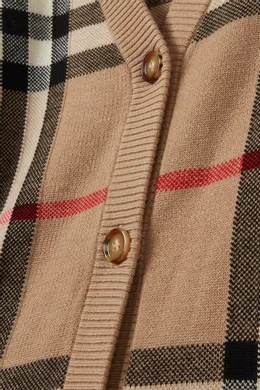Buy Burberry Neutral Vintage Check pattern Cardigan in Wool For Girls Online Ounass Saudi