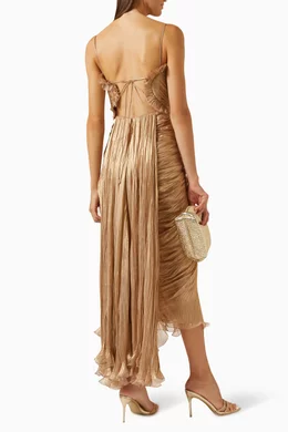 Buy Maria Lucia Hohan Gold Denise Draped Dress in Silk For Women Online |  Ounass Saudi