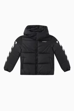 Buy Off White Black Logo print Puffer Jacket in Polyamide For Boys Online Ounass Saudi