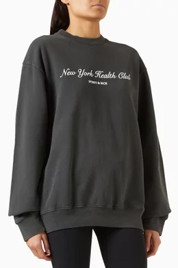 Buy Sporty & Rich Black NY Health Club Crewneck Sweatshirt