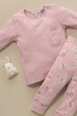 Buy Purebaby Pink Ribbed Pyjamas Set in Organic Cotton For Baby Girls Online Ounass Saudi