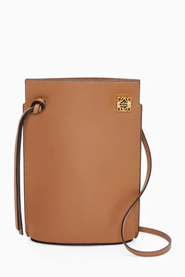 Buy LOEWE Brown Dice Pocket Pouch in Classic Calfskin For