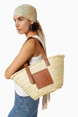 Loewe basket bag in palm leaf and calfskin 2025
