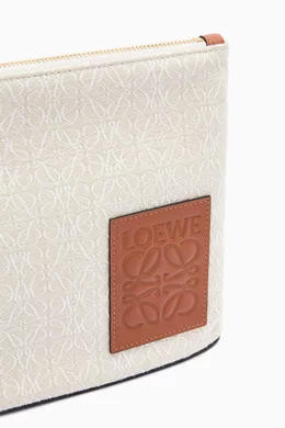 Buy LOEWE White Oblong Pouch in Anagram Jacquard & Calfskin