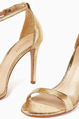 Buy Schutz Gold Gisele 105 Heel Sandals in Metallic Leather For Women Online Ounass Saudi