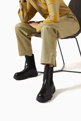 Buy Burberry Black Creeper Chelsea Boots in Leather For Women