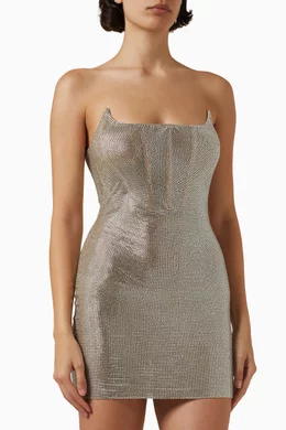 giuseppe di morabito silver dress GIUSEPPE DI MORABITO Mesh Rhinestone Gown in Silver
