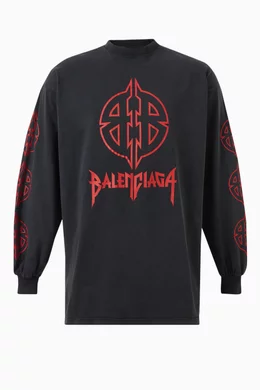 Buy Balenciaga Black Heavy Metal Logo Oversized T-Shirt in Vintage