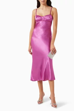 Buy Anna October Pink Waterlily Midi Dress in Satin For Women Online |  Ounass Saudi