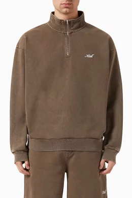 Buy Kith Brown Nelson Quarter-zip Sweatshirt in Cotton-fleece For