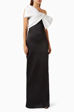 Buy Nihan Peker Black Bernice Bow Maxi Dress in Satin For Women Online |  Ounass Saudi