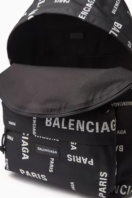 Buy Balenciaga Black Explorer All over Logo Backpack in Recycled Nylon For Men Online Ounass Saudi