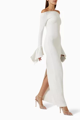 Buy Solace London White Amalie Maxi Dress in Crepe For Women Online Ounass Saudi