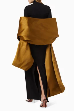 Buy Solace London Gold Lyana Maxi Dress in Crepe-knit