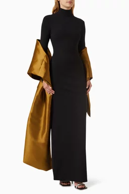 Buy Solace London Gold Lyana Maxi Dress in Crepe-knit