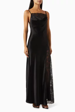 Buy ANNA QUAN Black Elena Lace Maxi Dress in Satin For Women Online |  Ounass Saudi