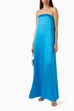 Buy Shona Joy Blue Ciel Strapless Column Maxi Dress in Silk For Women  Online | Ounass Saudi
