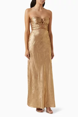 shona joy royale strapless lace up maxi dress Shona Joy - Royale Strapless Lace Up Maxi Dress | Gold