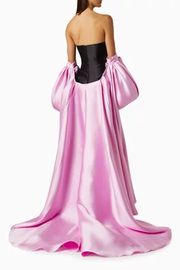 Buy Solace London Pink Lea Puff-sleeved Maxi Dress in Twill