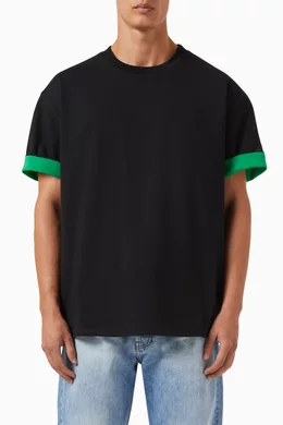 Buy Bottega Veneta Black Double Layered T-Shirt in Cotton Jersey 