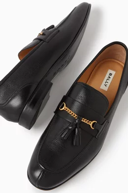Buy Bally Black Saily Loafers in Textured Leather For Men Online Ounass Saudi