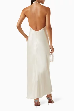 Buy Shona Joy Neutral La Lune Low Back Halter Neck Midi Dress For Women  Online
