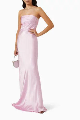 chinese dress ladies La Lune Strapless Ruched Bodice Maxi Dress | Lemon | Dresses main image 1