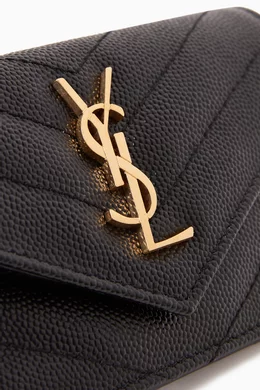 Buy SAINT LAURENT Black Cassandre Matelasse Fragments Flap Card Case in Grain De Poudre Embossed Leather For Women Online Ounass Saudi