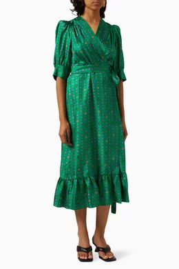 Sandro green silk dress sales