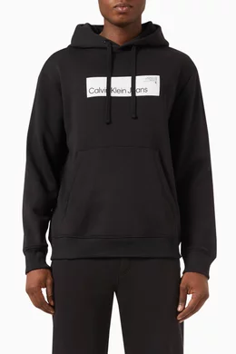 Buy Calvin Klein Jeans Black Logo Hoodie in Cotton Fleece For Men Online Ounass Saudi